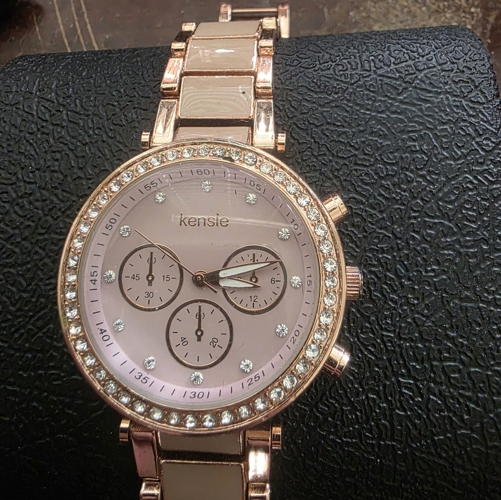 kensie Rose Gold and Pink Crystal Accent Women's Watch
